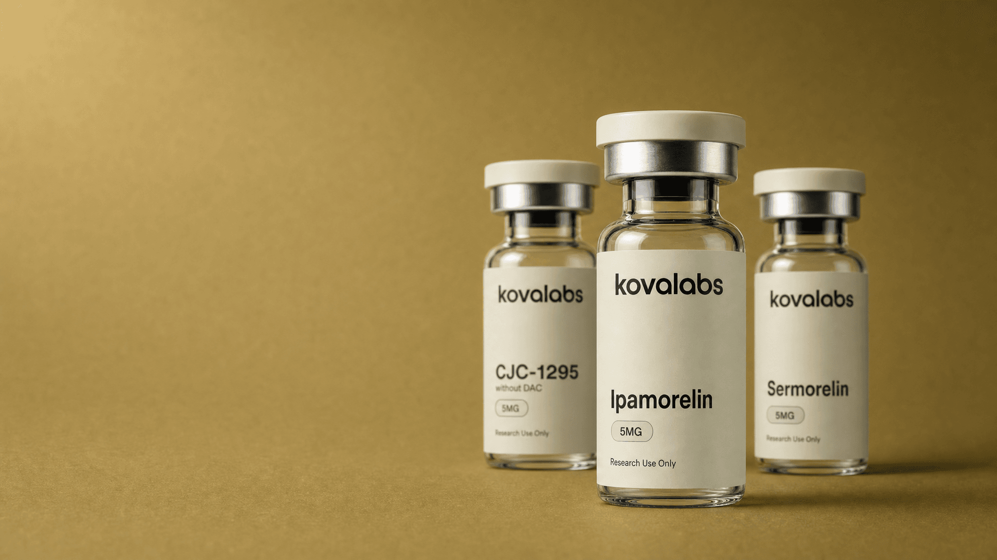 Ipamorelin, CJC-1295, Sermorelin - growth hormone research peptides
